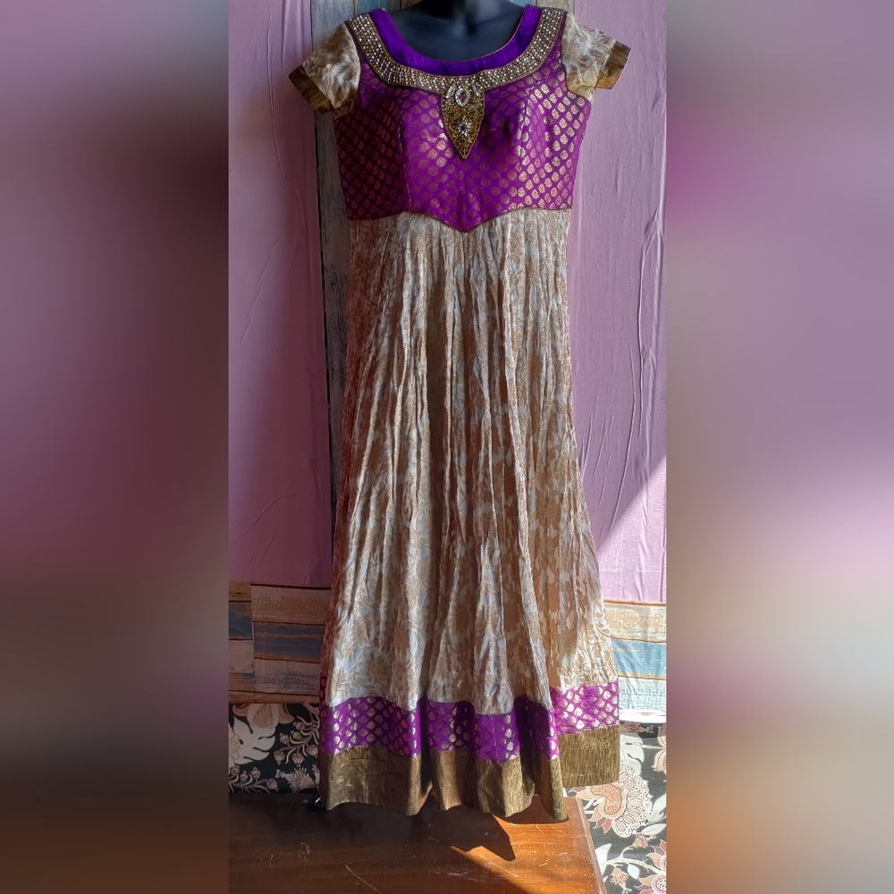 Elegant Purple and Gold Women's Dress